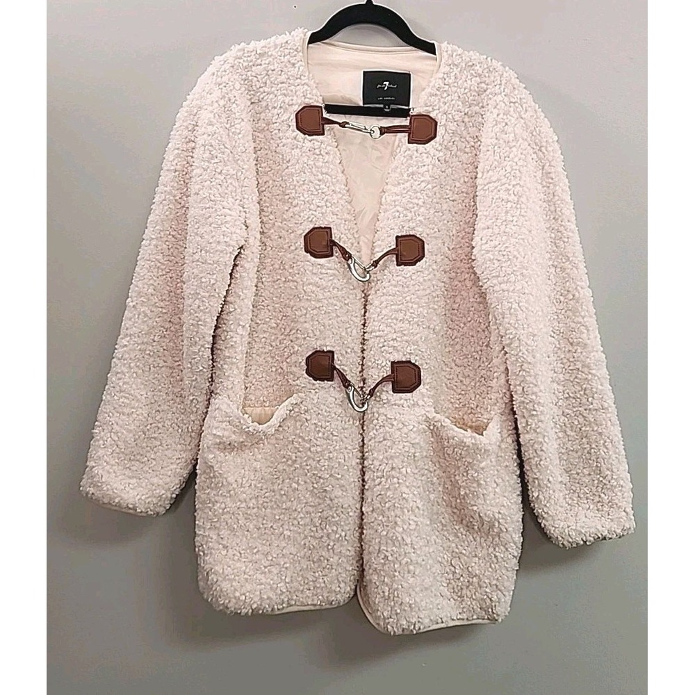 7 For All Mankind Toggle Front Sherpa Jacket Women Small Knee Length Cozy Cabin